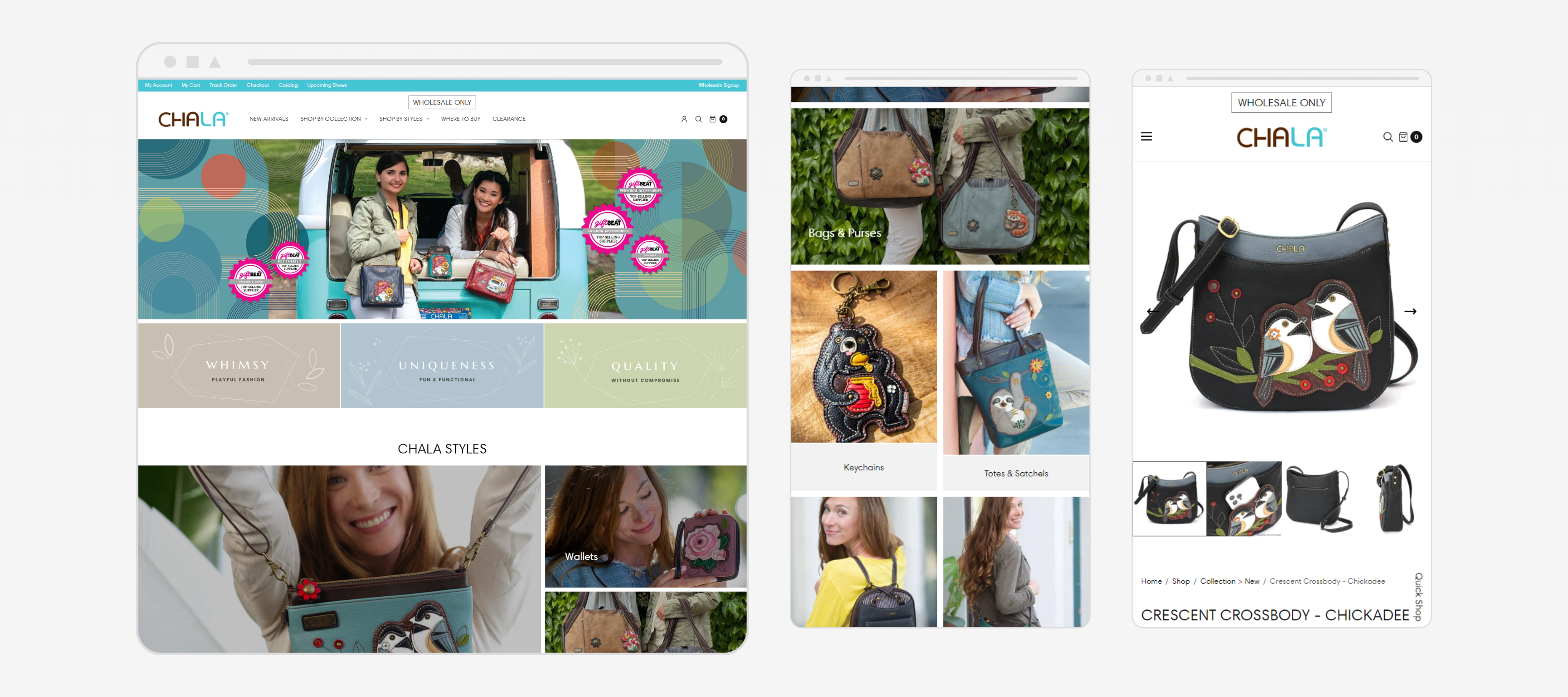 Multi-device preview of Chala's responsive website layout