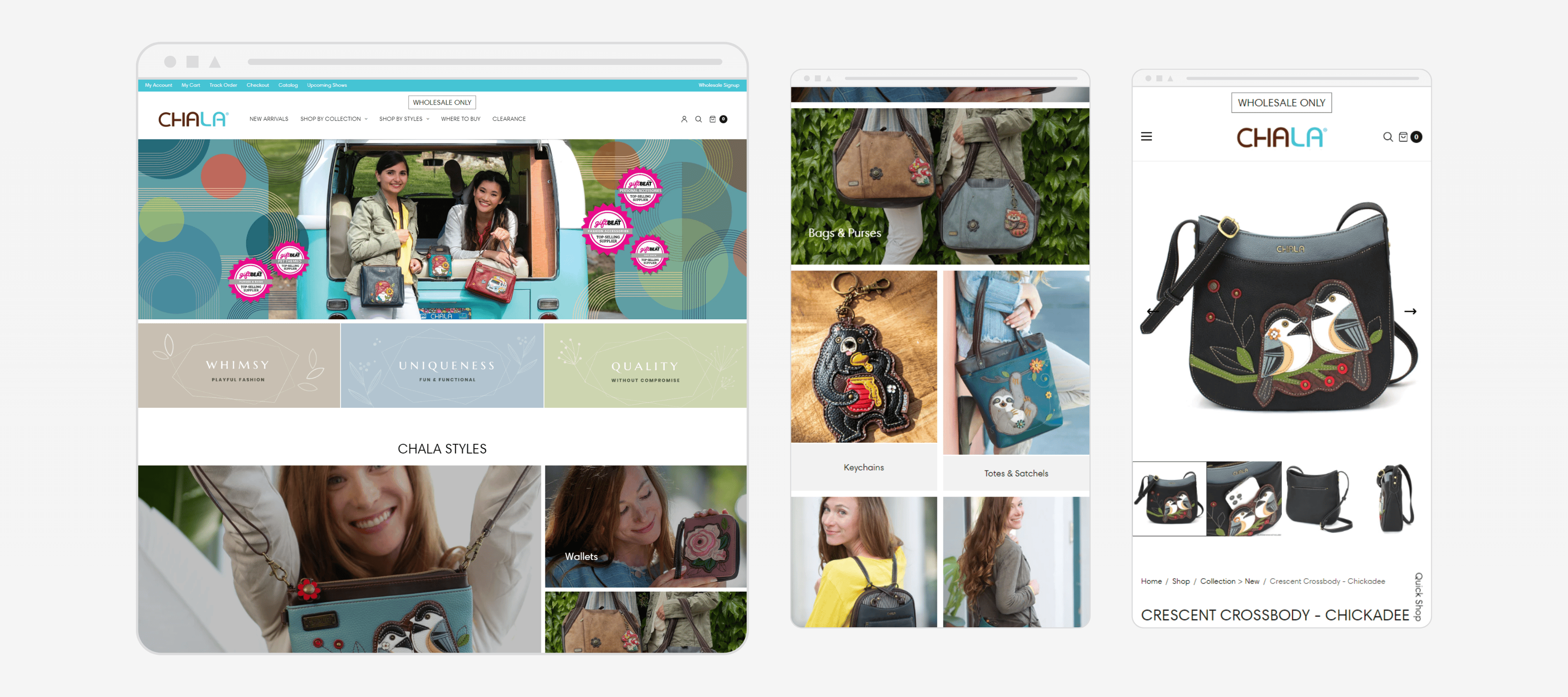 Multi-device preview of Chala's responsive website layout