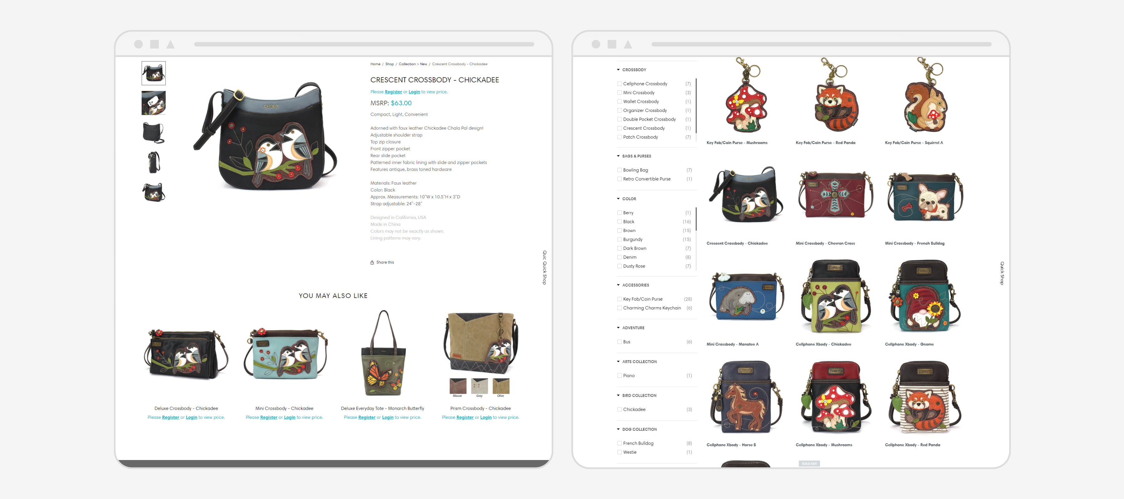 Chala website product page layout