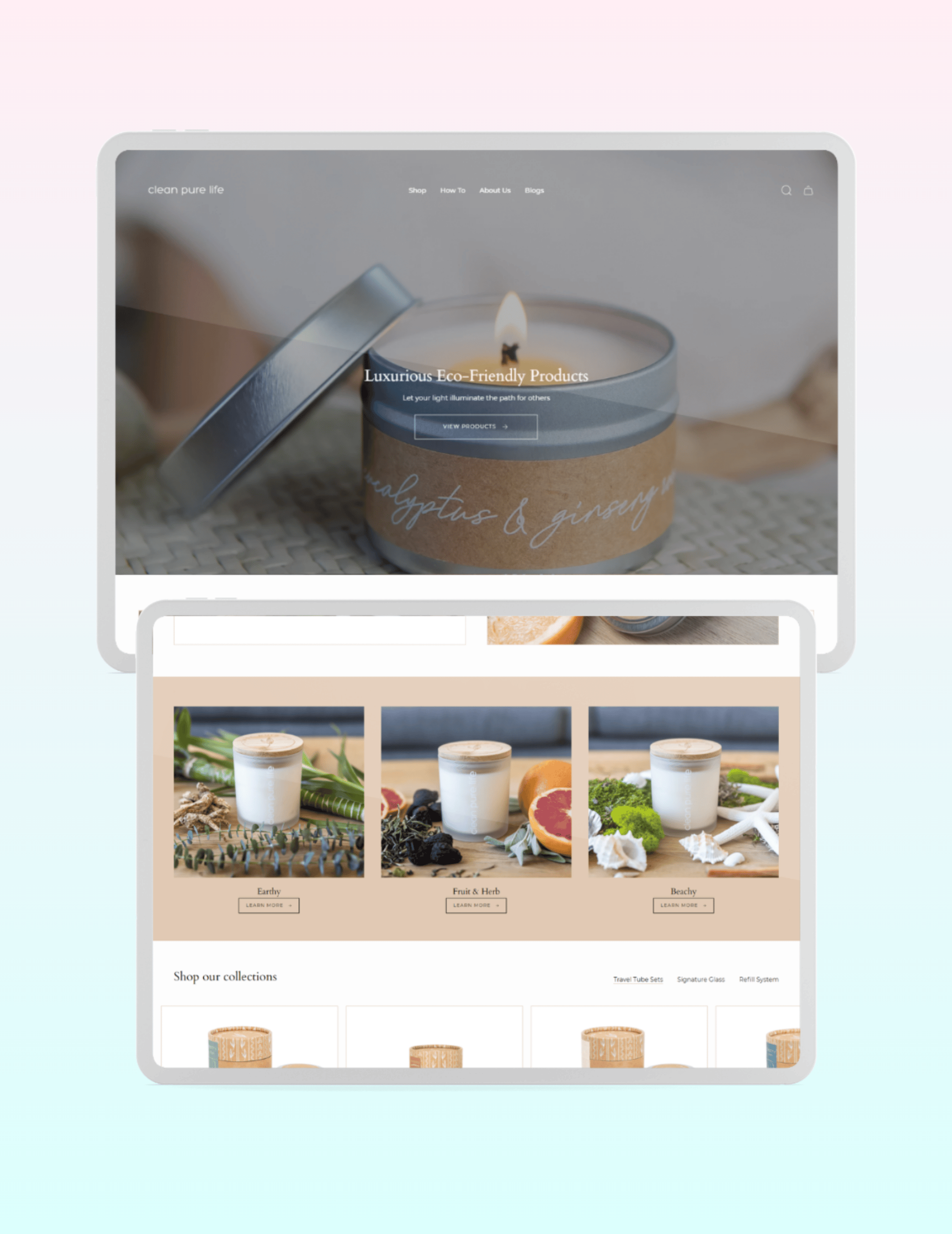Clean Pure Life website layout