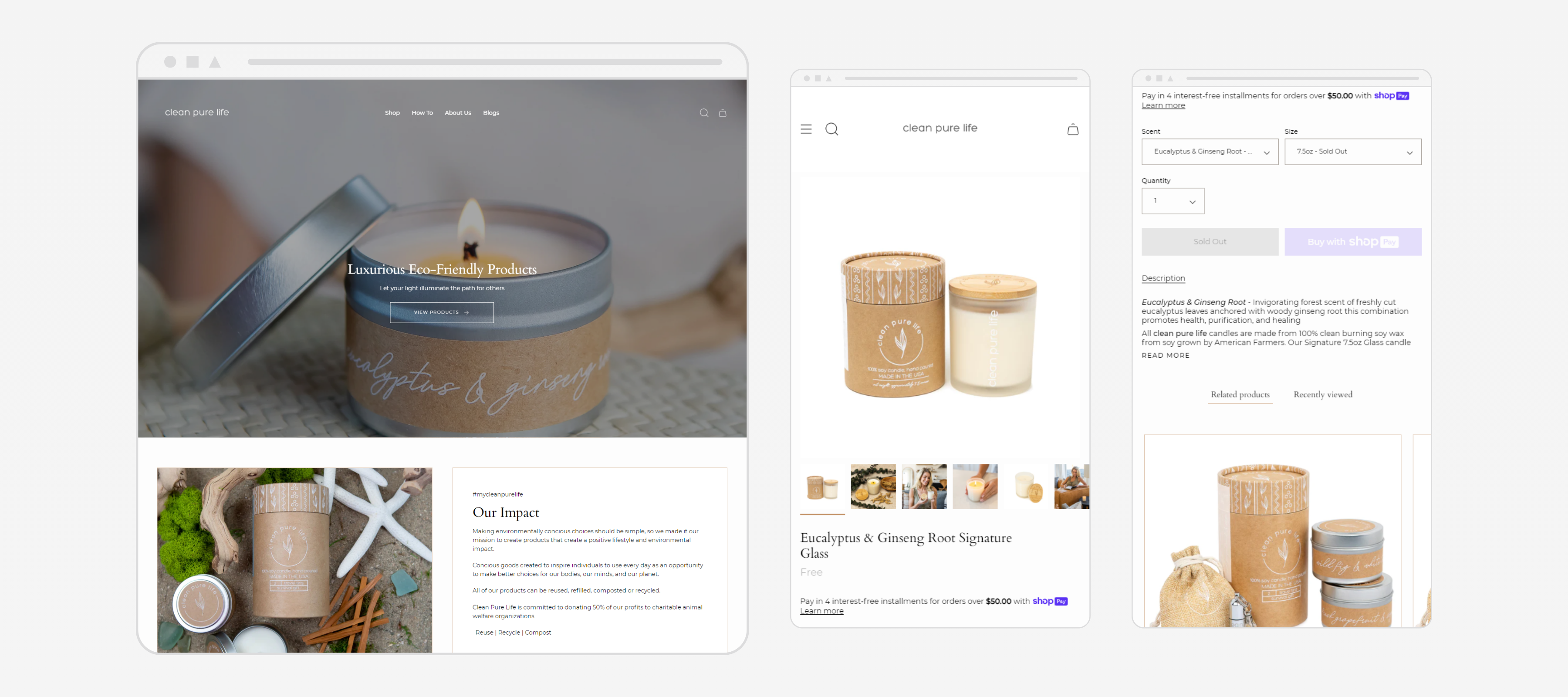 Multi-device preview of Clear Pure Life's responsive website layout