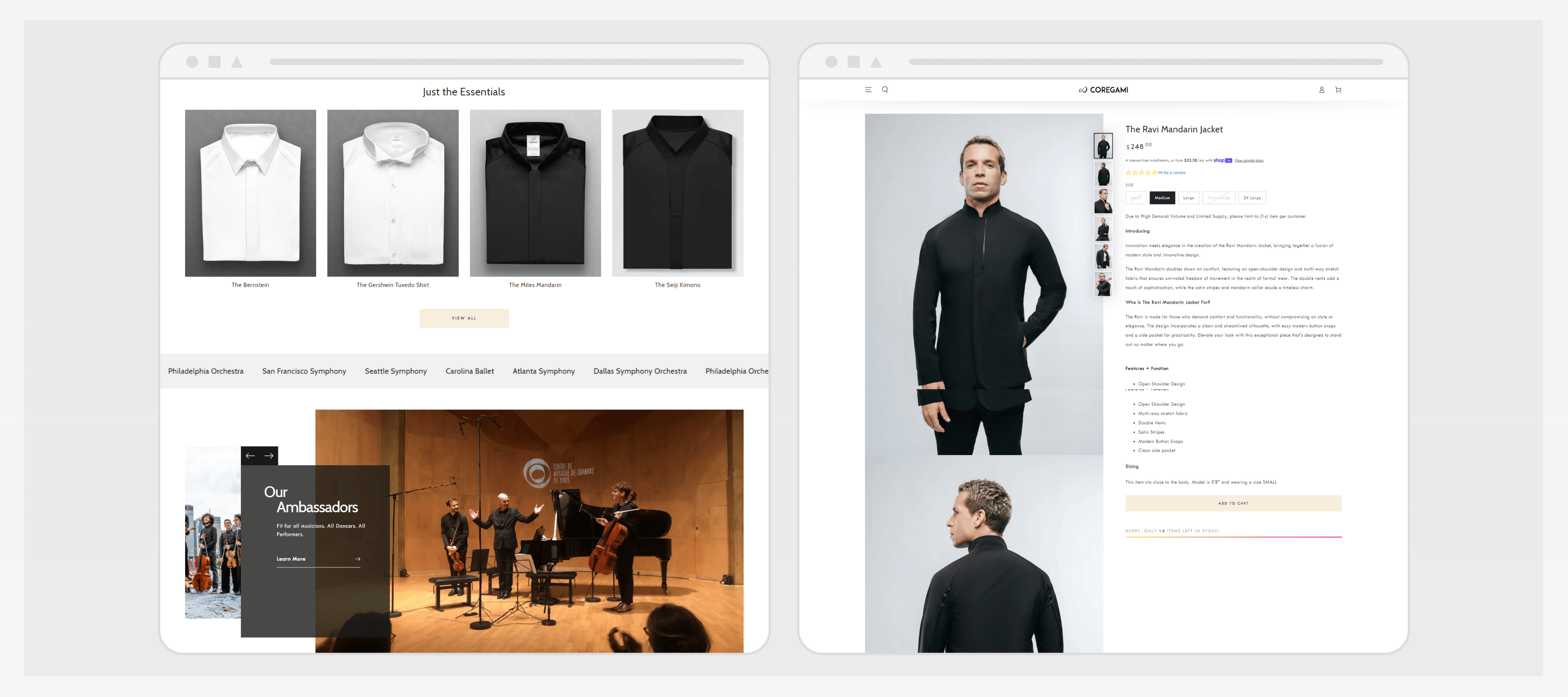 Coregami website layout
