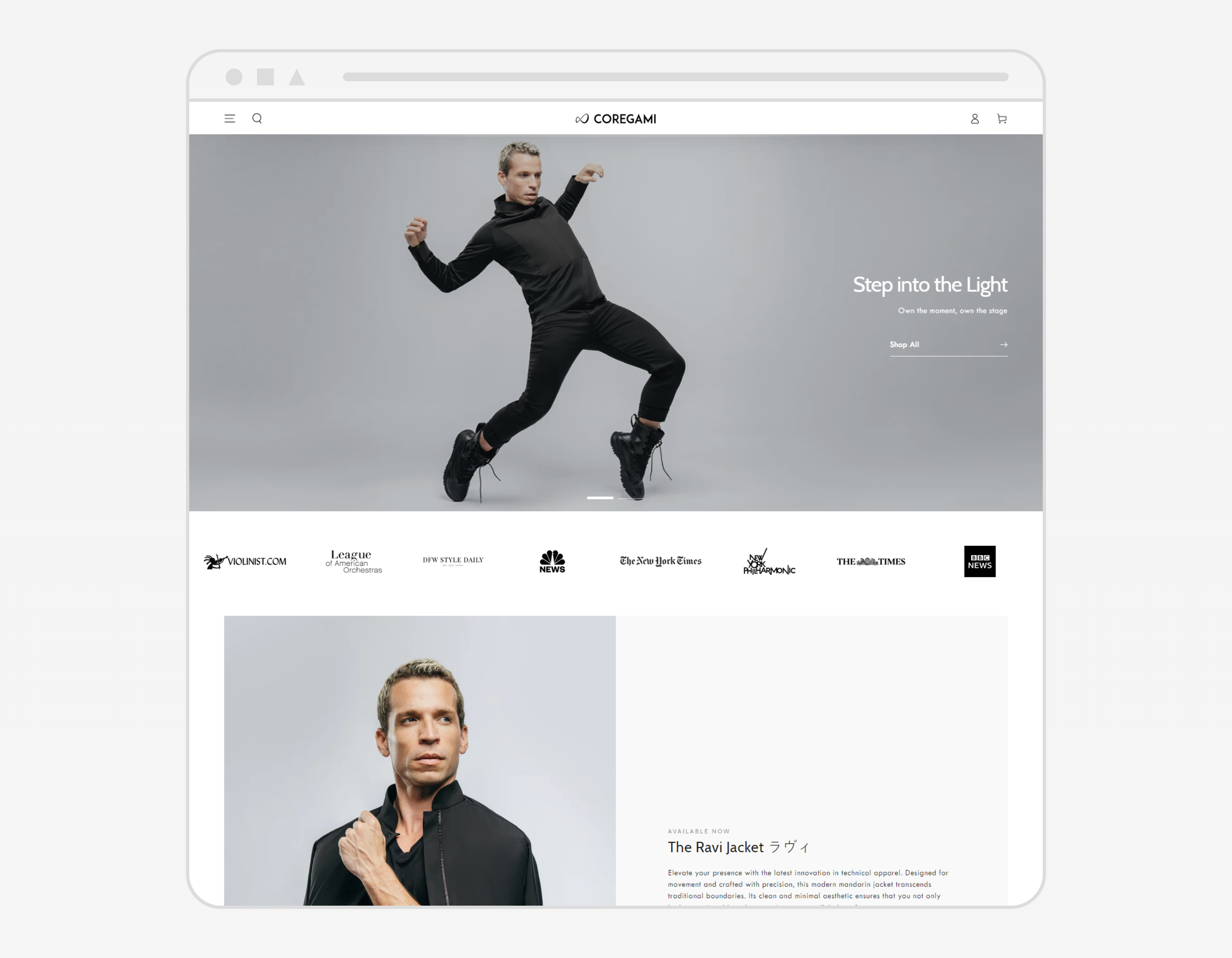 Coregami website layout