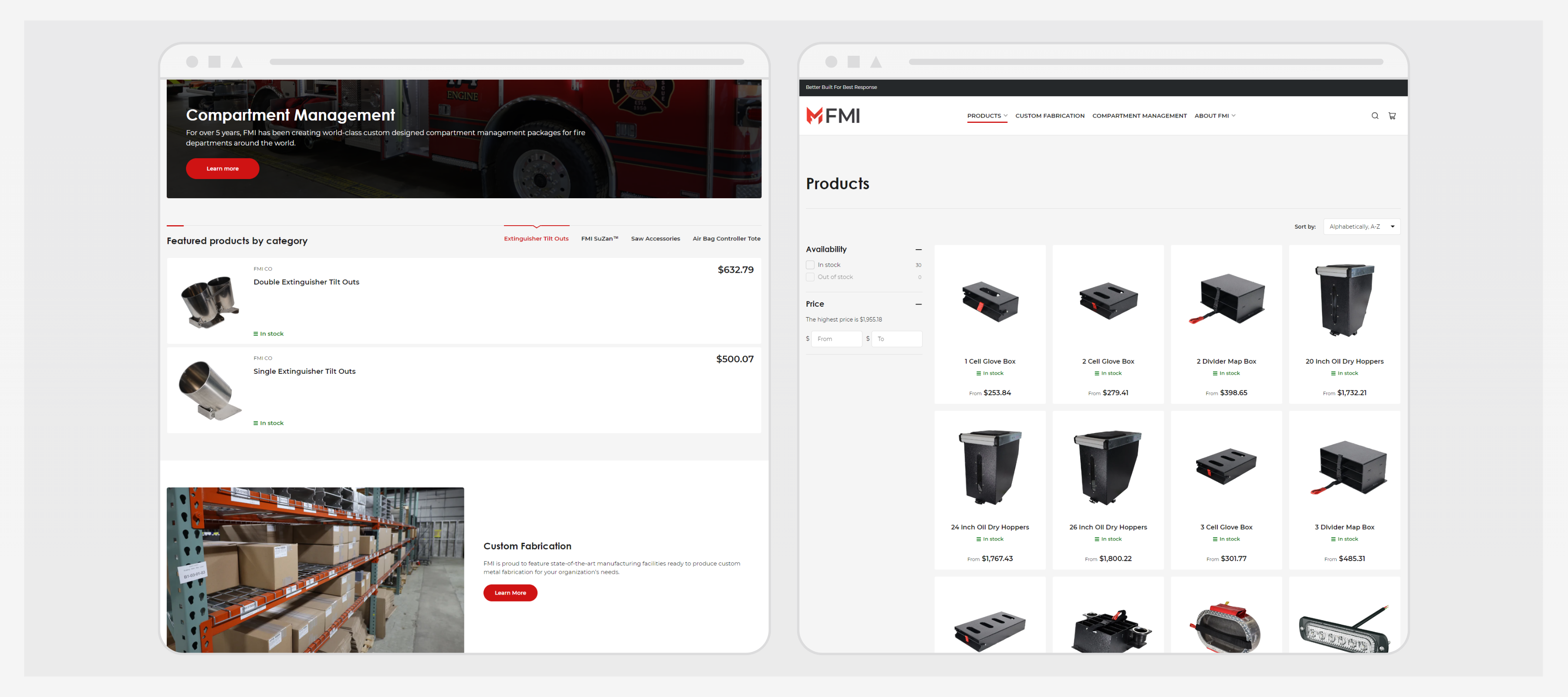 FMI website product page layout