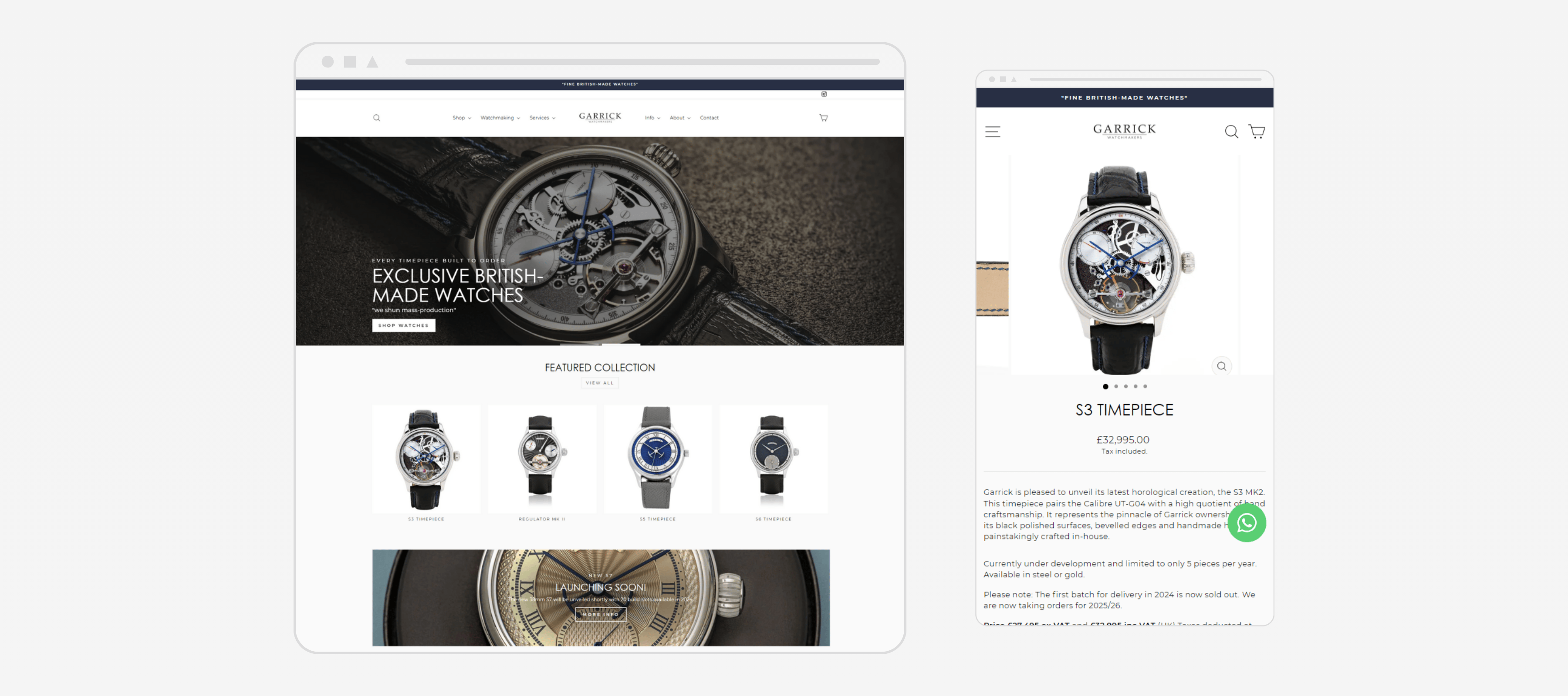 Multi-device preview of Garrick's responsive website layout