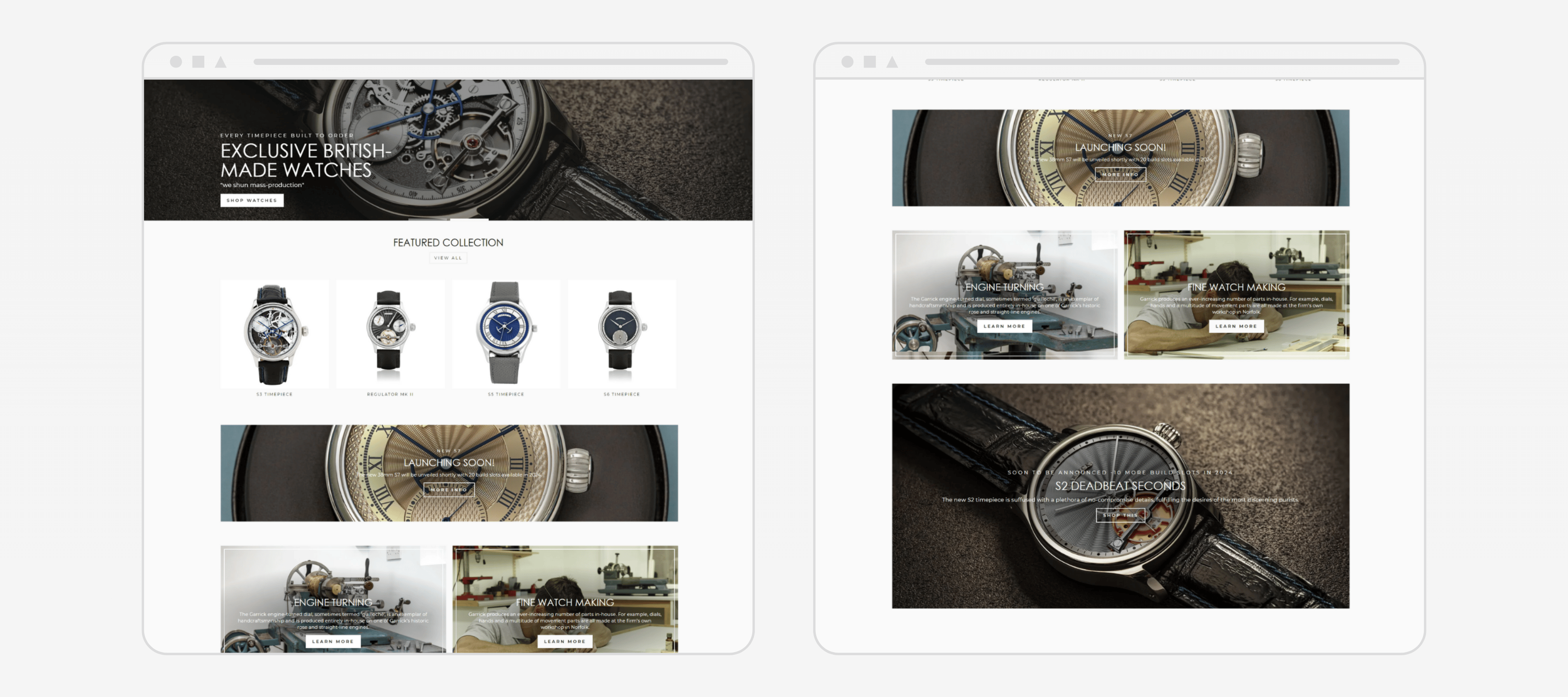 Garrick website layout
