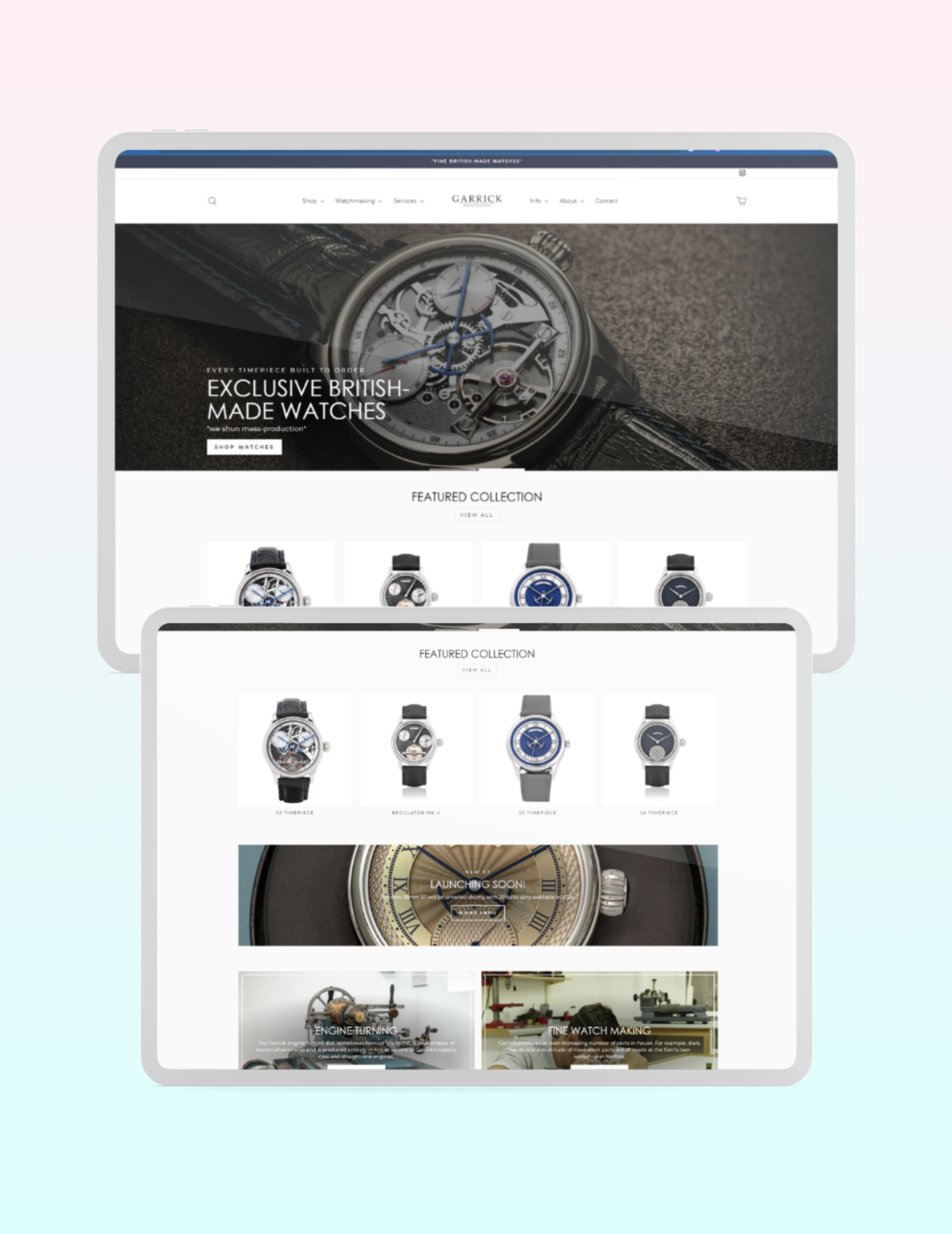 Garrick website layout
