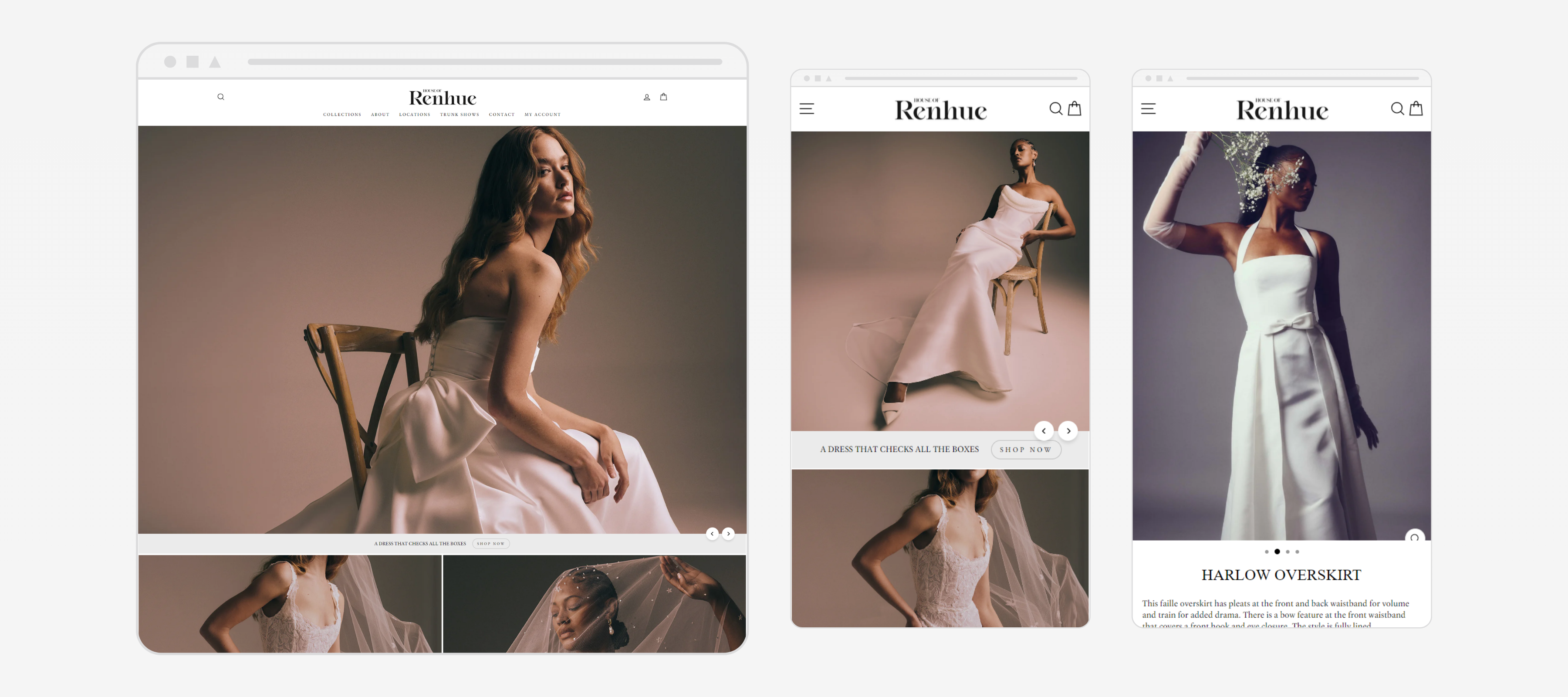 Multi-device preview of House of Rehnue's responsive website layout