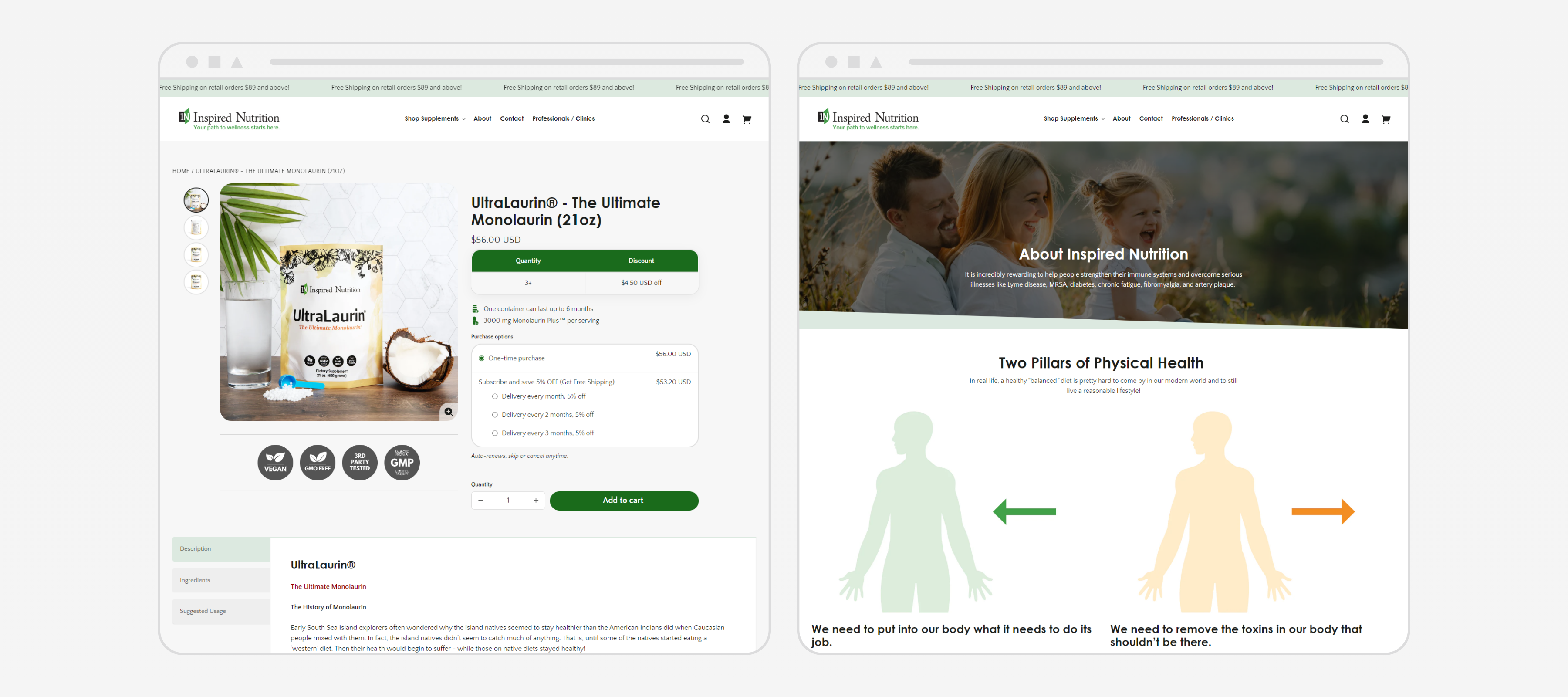 Inspired Nutrition website layout