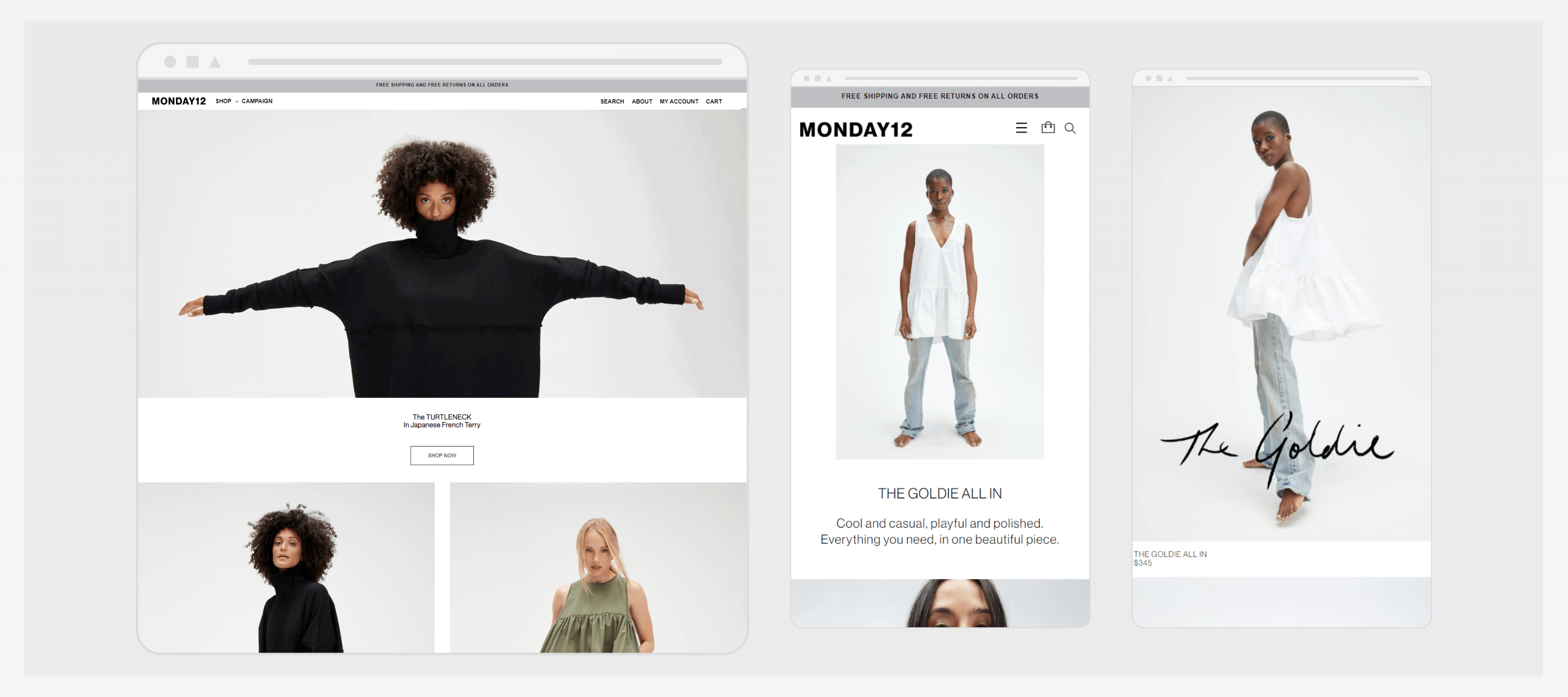 Multi-device preview of Monday 12's responsive website layout