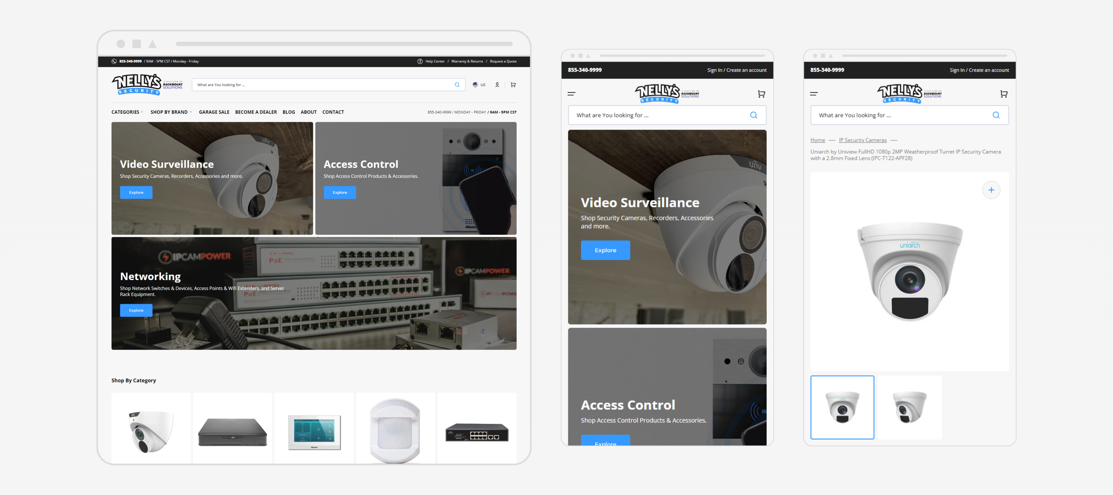 Multi-device preview of Nelly's Security responsive website layout