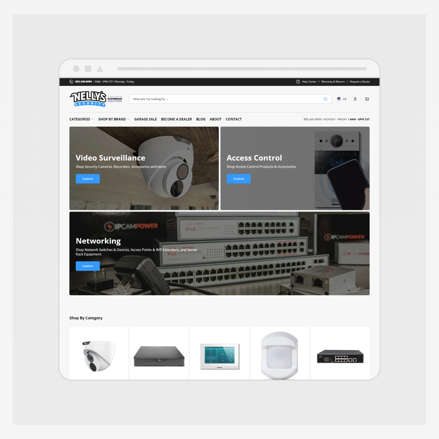 Nelly's Security website homepage layout