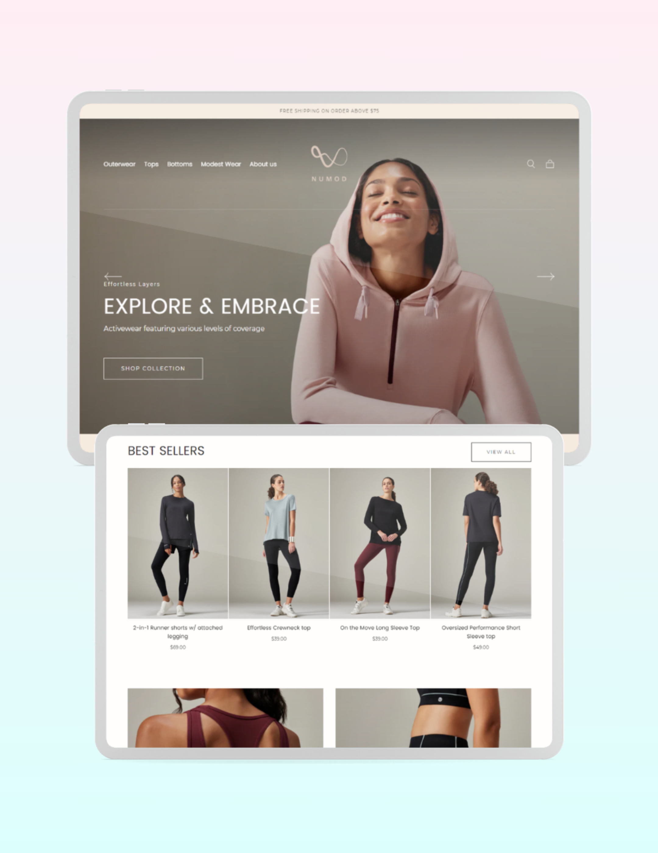 Numod website layout