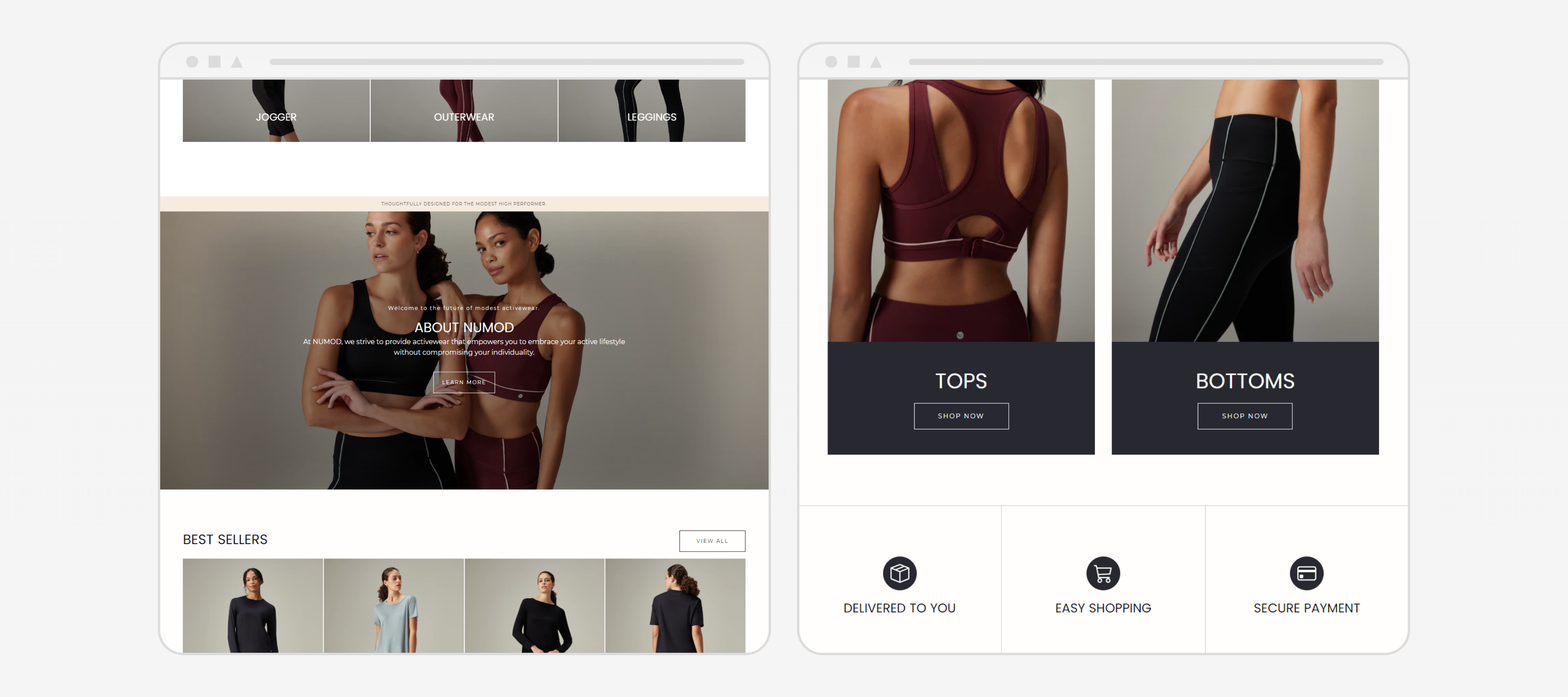 Numod webpage layout