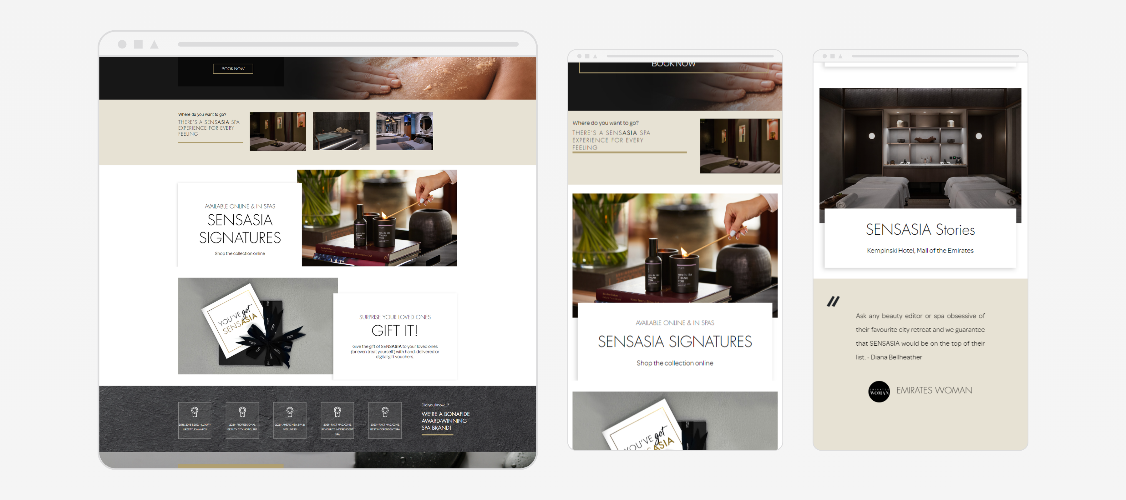 Multi-device preview of Sensasia's responsive website layout