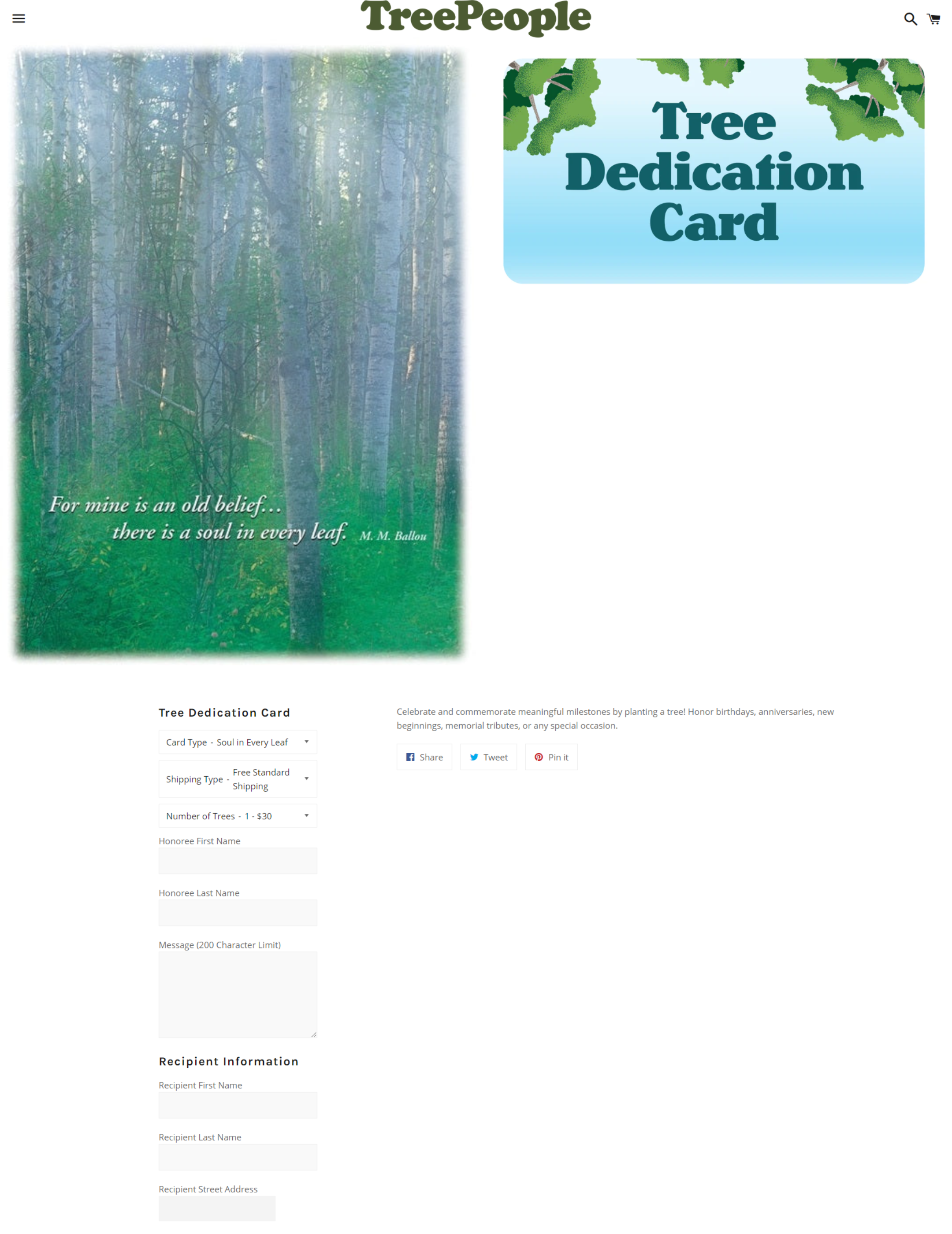 Tree People old website layout