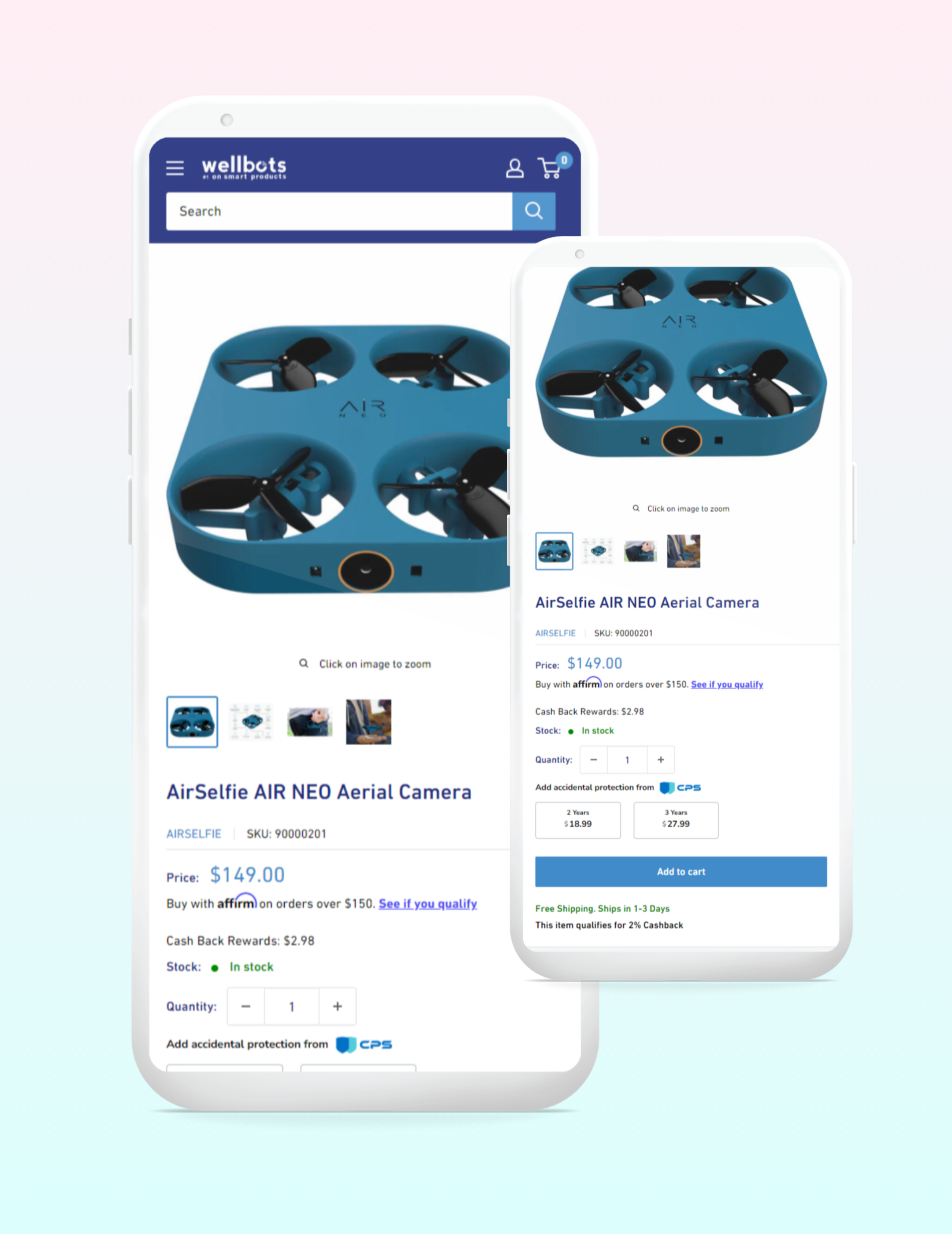 Wellbots mobile website layout