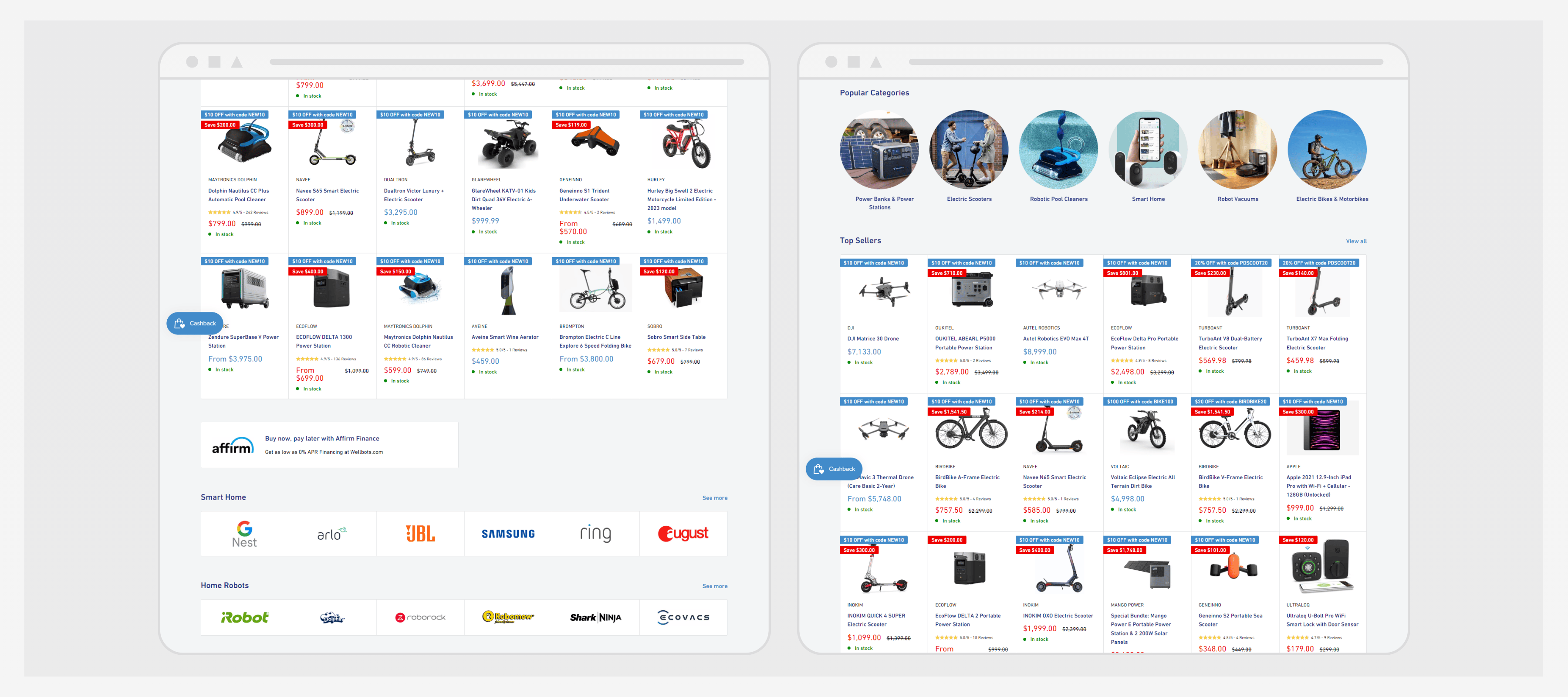 Wellbots product page layout