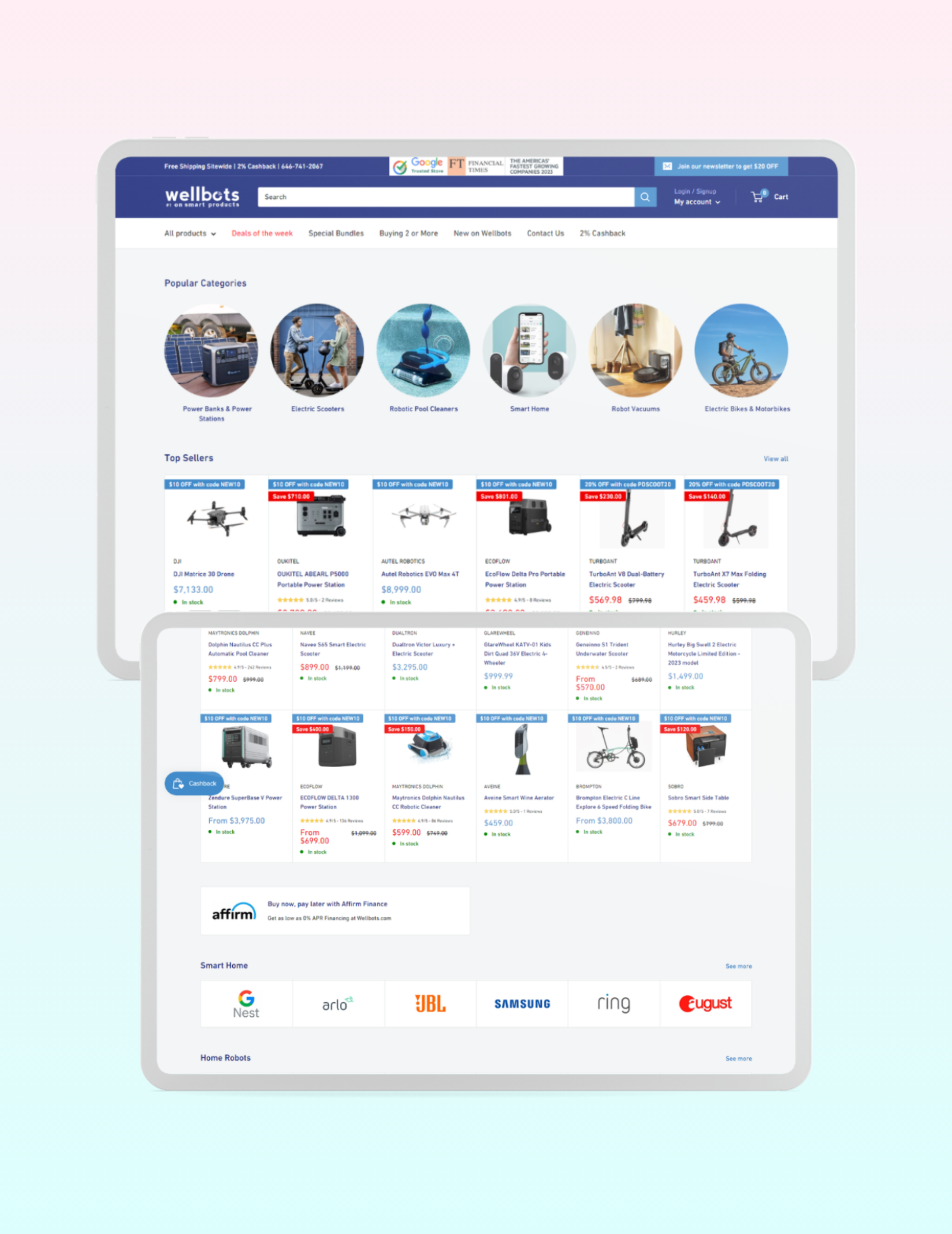 Wellbots website layout