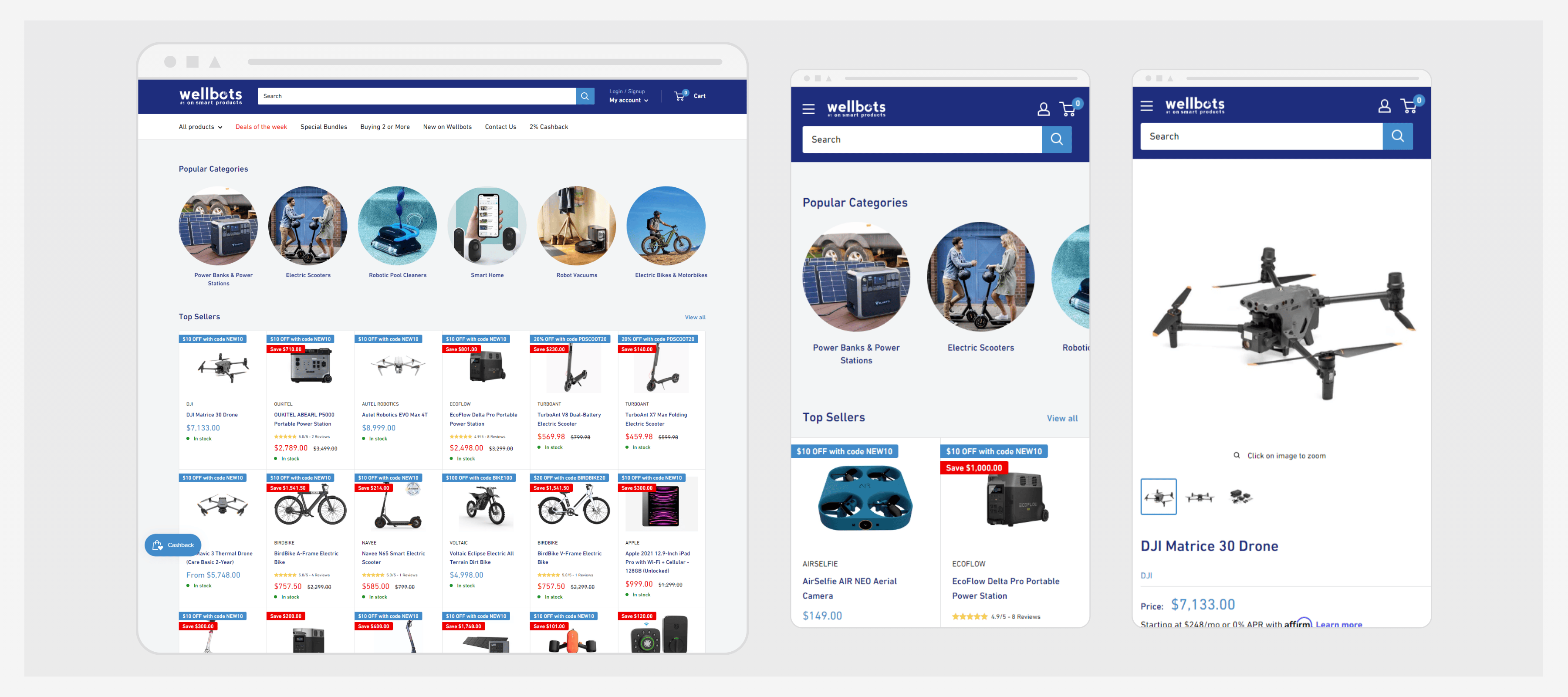 Multi-device preview of Wellbot's responsive website layout