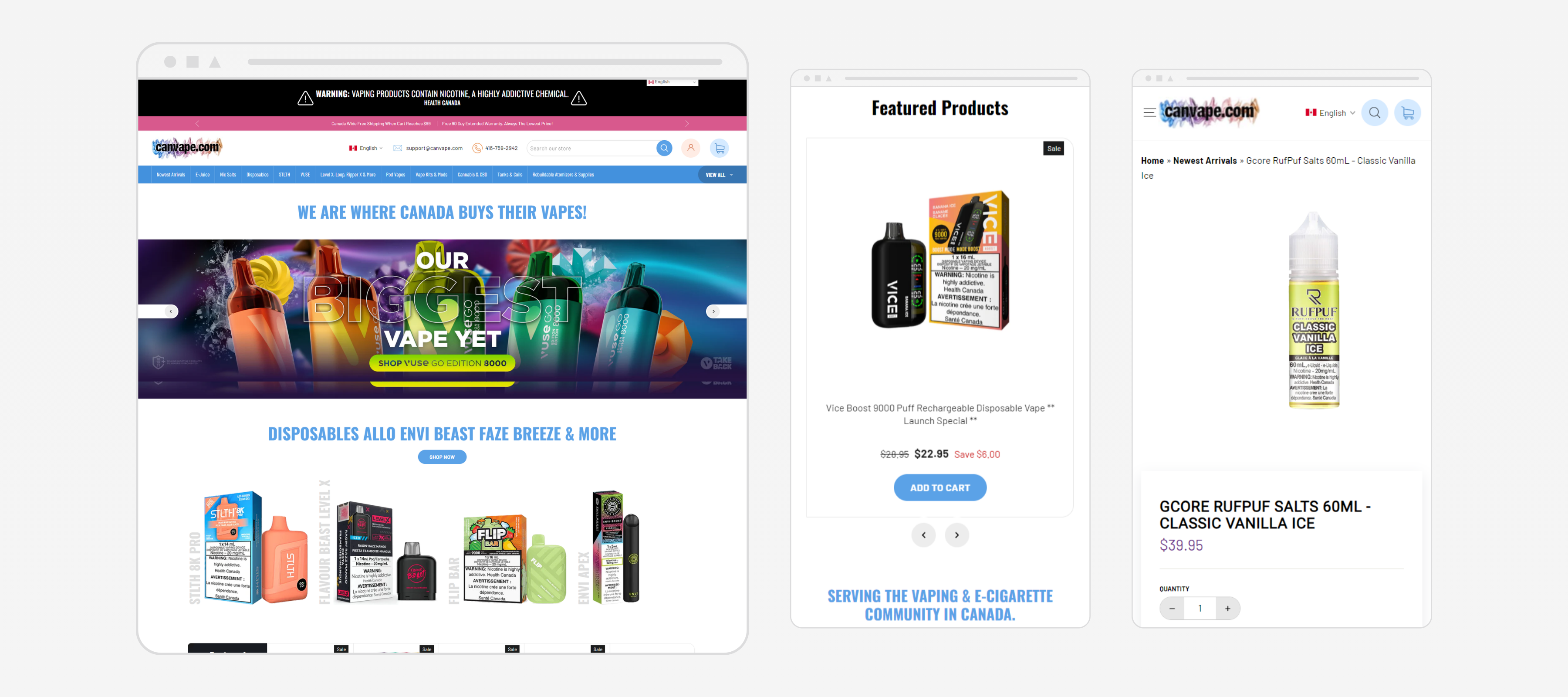 Multi-device preview of Canvape's responsive website layout