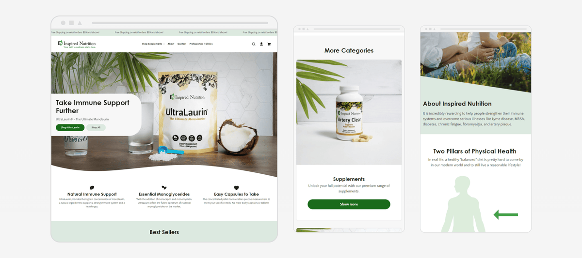 Multi-device preview of Inspired Nutrition's responsive website layout