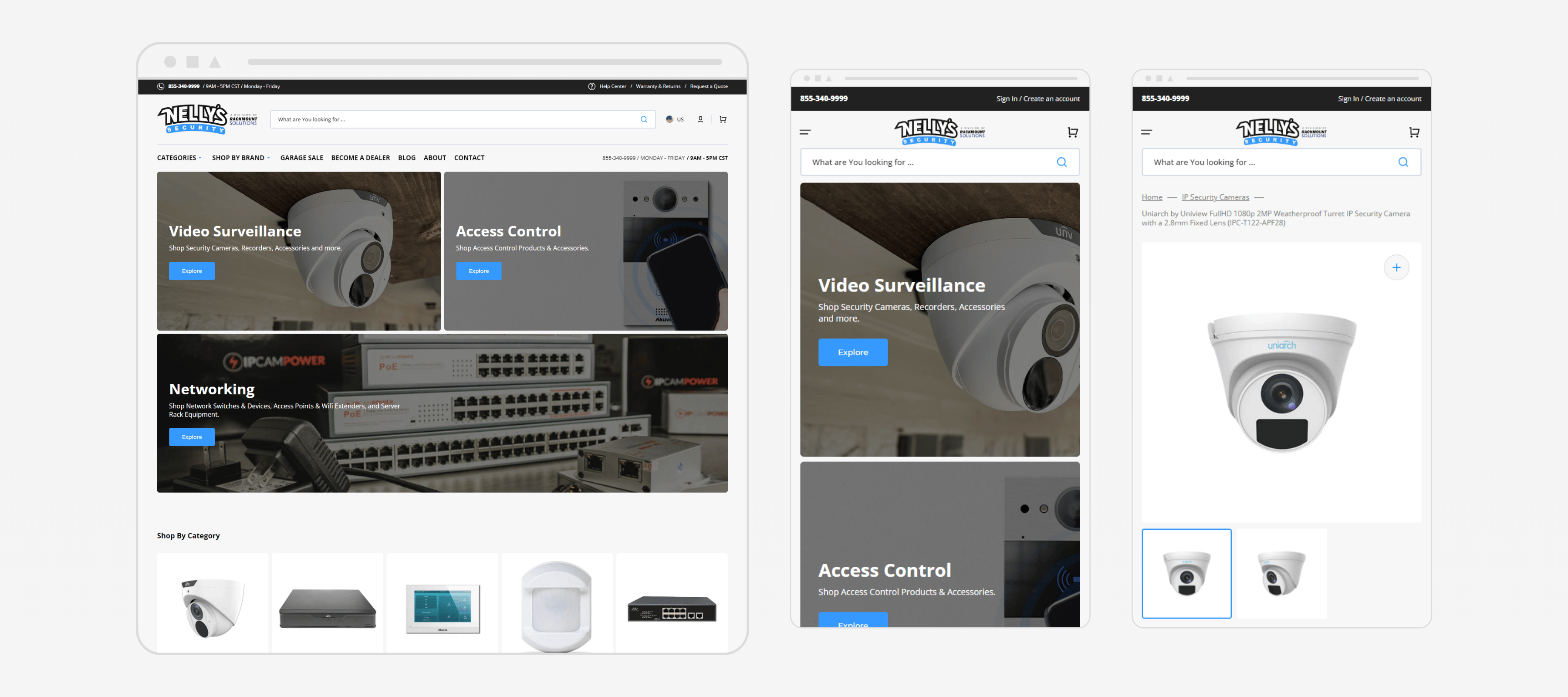 Multi-device preview of Nelly's Security responsive website layout