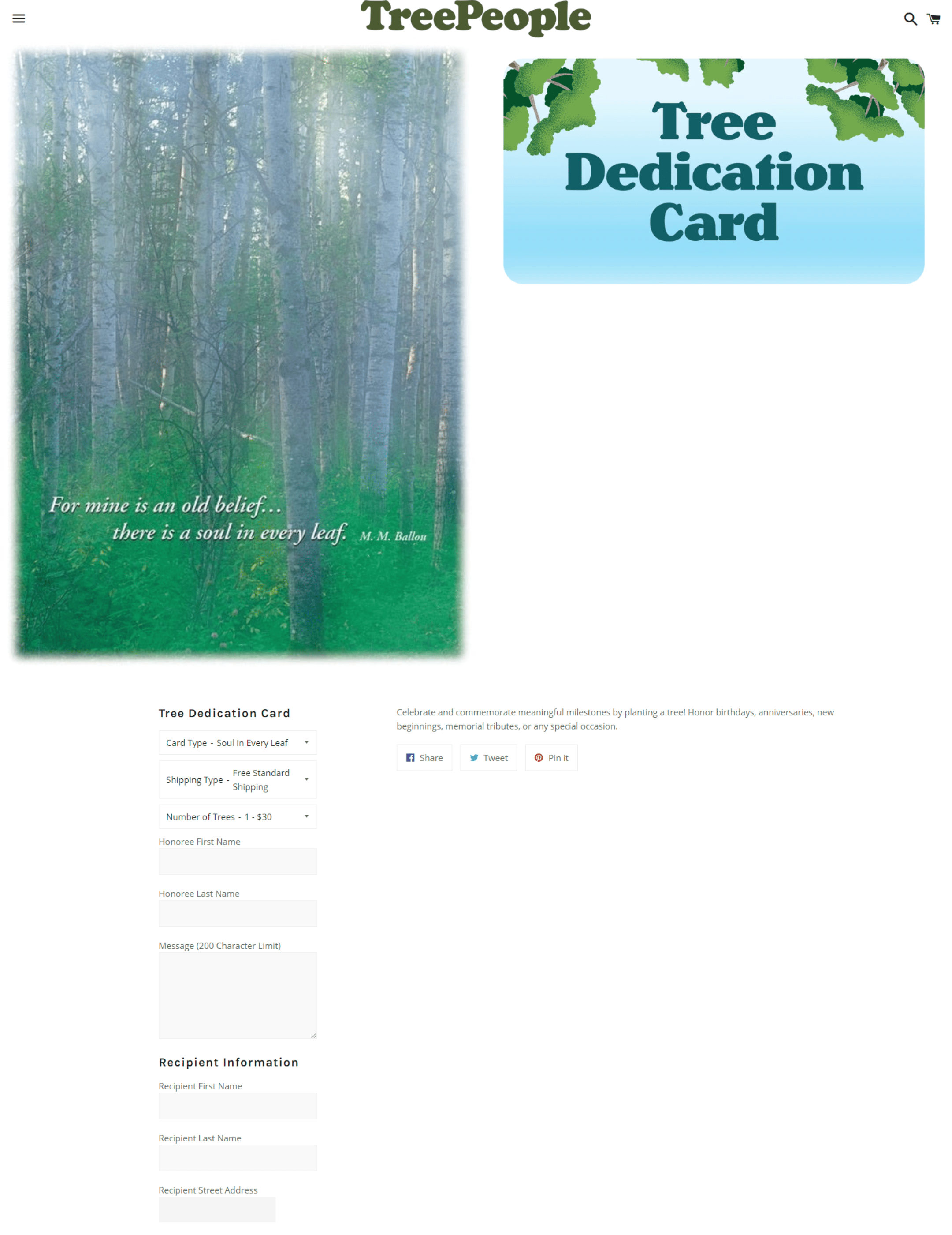 Tree People old website layout