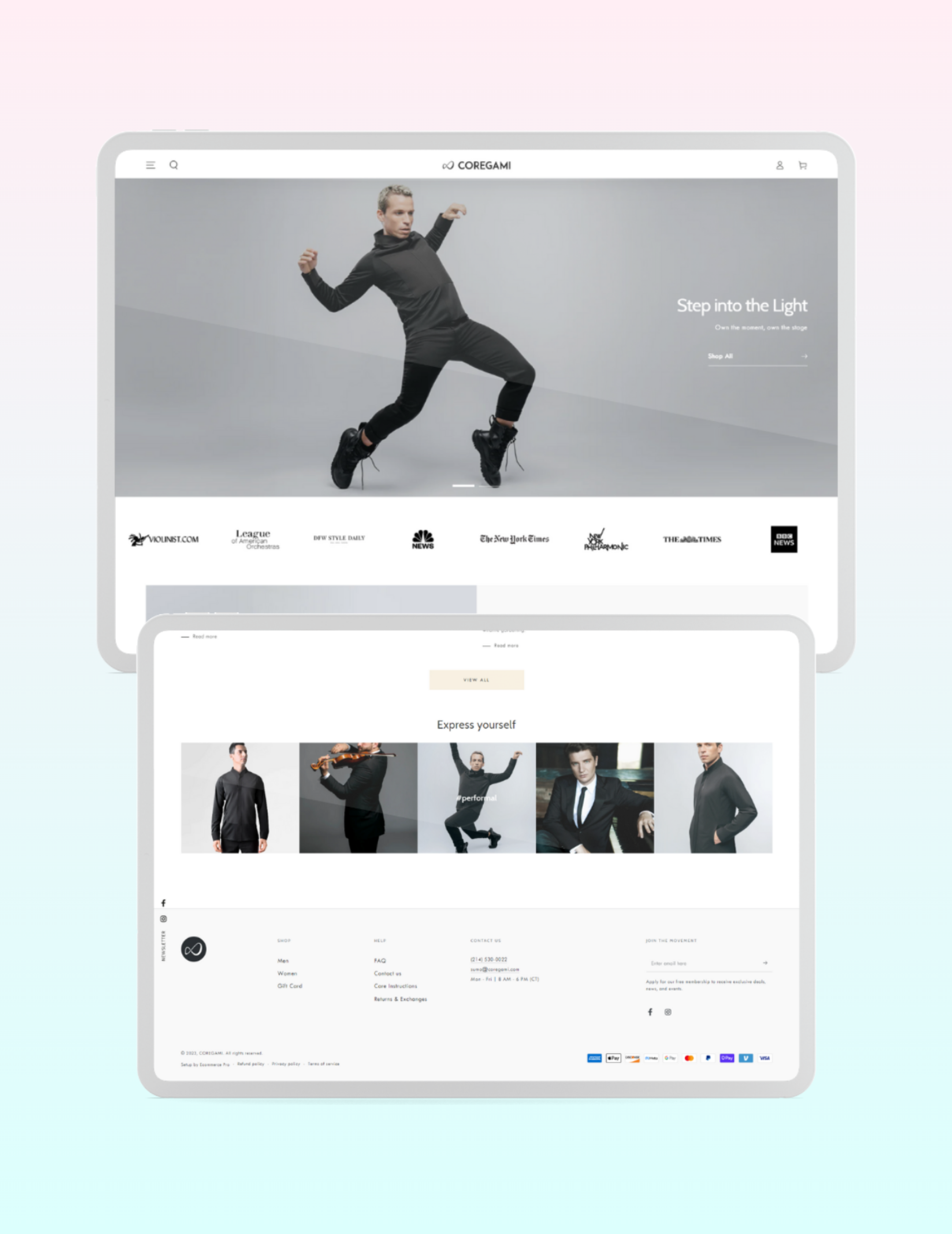 Coregami website layout
